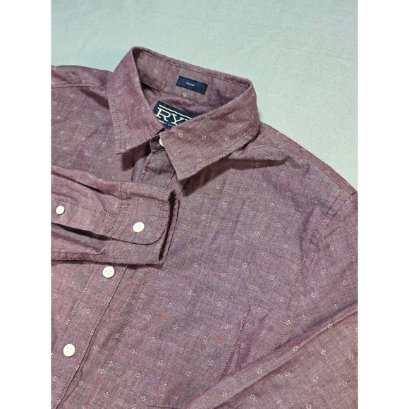 Hawker Rye Other - Hawker Rye Mens Slim Fit Long Sleeve Button Down Shirt Burgundy Micro Print XS